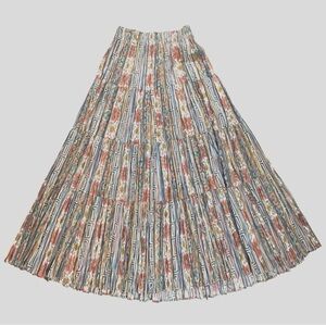 VTG Women Longhorn Niver Western Wear Pink Blue Broomstick Maxi Boho Skirt Sz M